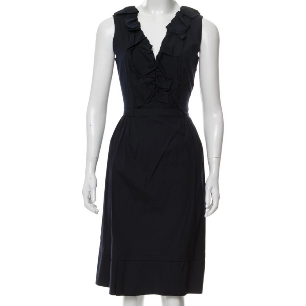 Prada Navy Sleeveless Ruffle Dress IT 42 NWOT - Picture 2 of 7